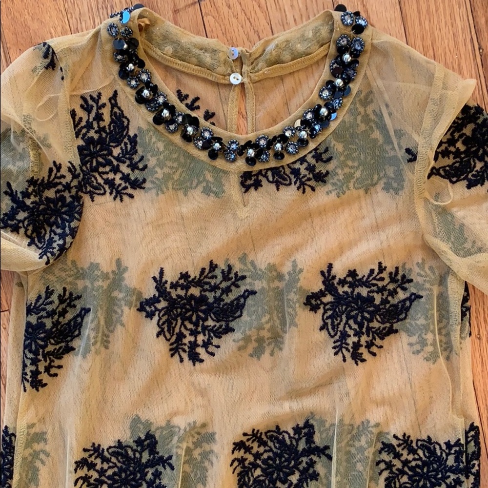 Mesh + embroidered + sheer + maxi dress